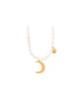 thumb Titanium Steel Freshwater Pearl Moon Trend Necklace 0
