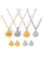 thumb Trend Irregular Titanium Steel Freshwater Pearl Earring and Necklace Set 0