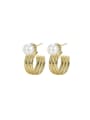 thumb Brass Imitation Pearl Geometric Vintage Stud Earring 0