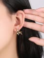 thumb Brass Rhinestone Star Cross Minimalist Stud Earring 1