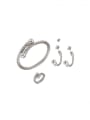 thumb Stainless steel Cubic Zirconia Hip Hop Irregular Ring Earring And Bracelet Set 1
