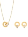 thumb Titanium 316L Stainless Steel Minimalist Geometric Rhinestone Earring and Necklace Set with e-coated waterproof 0