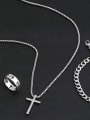 thumb Trend Cross Titanium Steel Ring Bracelet and Necklace Set 1