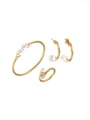 thumb Stainless steel Imitation Pearl Hip Hop Irregular Ring Earring And Bracelet Set 2