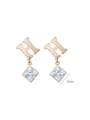 thumb Stainless steel Cubic Zirconia Square Minimalist Letter H Drop Earring 2