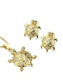 thumb Brass Turtle Cubic Zirconia Earring and Necklace Set 0