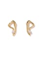 thumb Brass Cubic Zirconia Irregular Vintage Stud Earring 0