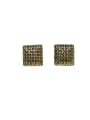 thumb Brass  Vintage diamond pattern metal button   Stud Trend Korean Fashion Earring 1