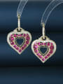 thumb Brass Cubic Zirconia Heart Luxury Cluster Earring 2