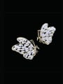 thumb Brass Imitation Pearl Butterfly Statement Stud Earring 0