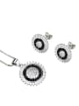 thumb Brass Dainty Round Cubic Zirconia Earring and Necklace Set 1