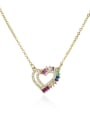 thumb Brass Cubic Zirconia  Trend Hollow Heart Pendant Necklace 0