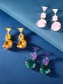 thumb Brass Cubic Zirconia Multi Color Heart Luxury Cluster Earring 3
