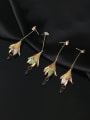 thumb Brass Cubic Zirconia Flower Tassel Luxury Cluster Earring 1