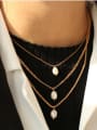 thumb Brass  Vintage Simple retro natural freshwater pearl sweater chain Necklace 0