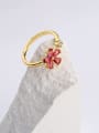 thumb Brass Cubic Zirconia Flower Classic Band Ring 1
