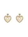 thumb Brass Cubic Zirconia Heart Vintage Drop Trend Korean Fashion Earring 0