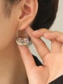 thumb Brass Cubic Zirconia Geometric Minimalist Hook Earring 1