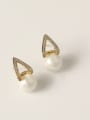 thumb Brass Imitation Pearl Geometric Minimalist Stud Trend Korean Fashion Earring 2