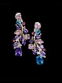 thumb Brass Cubic Zirconia Multi Color Water Drop Luxury Cluster Earring 0