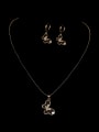 thumb Brass Cubic Zirconia Hip Hop Butterfly Earring and Necklace Set 2