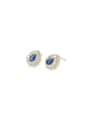 thumb Brass Cubic Zirconia Blue Geometric Dainty Stud Earring 0