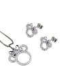 thumb Brass Cubic Zirconia  Cute Mouse Earring and Necklace Set 1