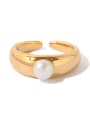thumb Brass Imitation Pearl Geometric Vintage Band Ring 0