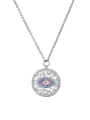 thumb Brass Cubic Zirconia Evil Eye Vintage Hollow Round Pendant Necklace 3