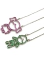 thumb Brass Cubic Zirconia  girl and boy  Cute Initials Necklace 0