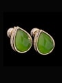 thumb Brass Cubic Zirconia Water Drop Vintage Stud Earring 2