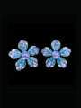 thumb Zinc Alloy Glass Stone Flower Luxury Cluster Earring 0