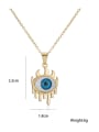 thumb Brass Rhinestone Enamel  Vintage Evil Eye Pendant Necklace 2