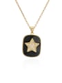 thumb Brass Cubic Zirconia Rectangle Vintage Five-pointed star Necklace 0