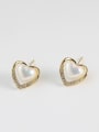 thumb Brass Imitation Pearl Heart Minimalist Stud Trend Korean Fashion Earring 0