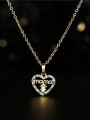 thumb Brass Cubic Zirconia Letter Minimalist Heart Pendant Necklace 1