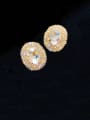 thumb Alloy Cubic Zirconia Round Statement Cluster Earring 2