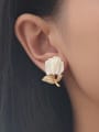 thumb Brass Resin Rosary Flower Cute Stud Earring 1