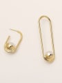 thumb Brass Imitation Pearl asymmetry Geometric Minimalist Stud Trend Korean Fashion Earring 0