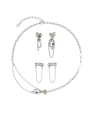 thumb Brass Cubic Zirconia Hip Hop Bowknot  Earring and Necklace Set 0