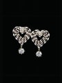 thumb Brass Cubic Zirconia Heart Luxury Love Long  Cluster Earring 1
