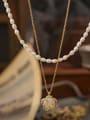 thumb Brass Freshwater Pearl Flower Vintage Necklace 2