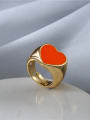 thumb Brass Enamel Heart Vintage Band Ring 3