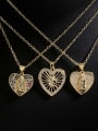 thumb Brass Cubic Zirconia Heart Vintage Regligious Necklace 0