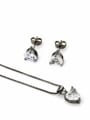 thumb Brass Heart Cubic Zirconia Earring and Necklace Set 1