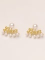 thumb Brass Imitation Pearl Letter Minimalist Stud Trend Korean Fashion Earring 1