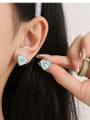 thumb Brass Cubic Zirconia Enamel Dainty Heart Earring and Necklace Set 2