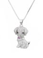 thumb Brass Cubic Zirconia Dog Cute Necklace 2