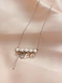 thumb Zinc Alloy Imitation Pearl White LOVE Trend Initials Necklace 0