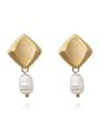 thumb Copper Freshwater Pearl Geometric Minimalist Drop Trend Korean Fashion Earring 0